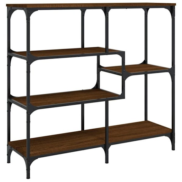 Praktisk konsolbord med opbevaringshylder 103 x 32 x 95 cm i brunt ingeniørtræ og metal DEC031855 kastanj