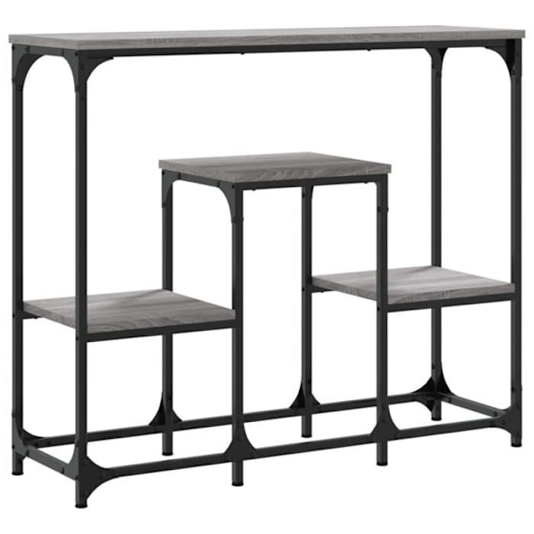 Toiminnallinen ja tyylikäs sisäänkäynnin pöytäkonsole, jossa hyllyt 89,5 x 28 x 76 cm, harmaa tekninen puu ja metalli DEC032253 kastanj