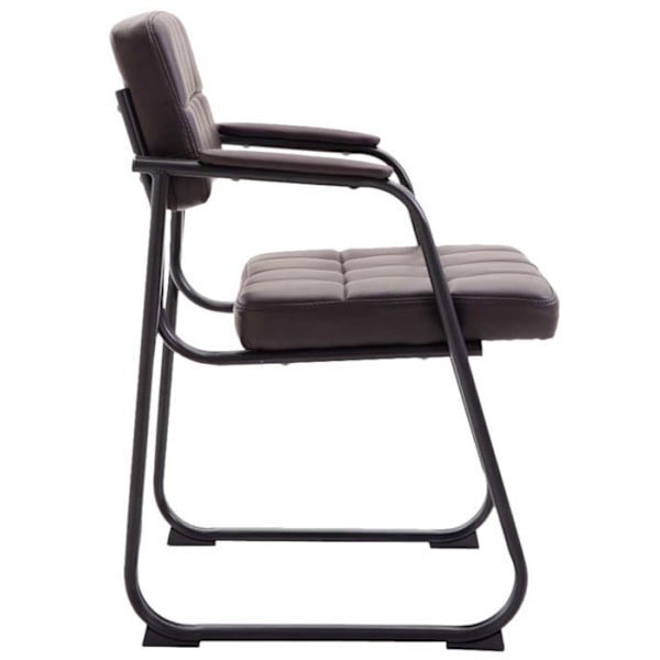 Set om 2 besöksstolar med armstöd, sits i brun PVC, svart metallram 10_0003107 kastanj