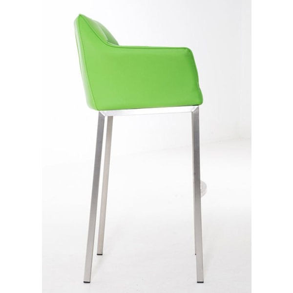 Barstol, hög barstol, fyrkantig design, sits i PVC grönt, 4 stabila ben i rostfritt stål 10_0004711 Grön