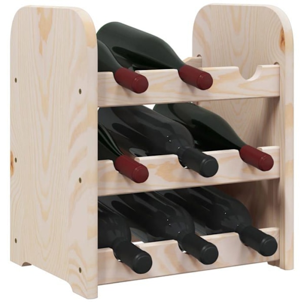 Casier för vinflaskor förvaring hylla 3 nivåer 33 x 25 x 37 cm furu DEC024353 kastanj