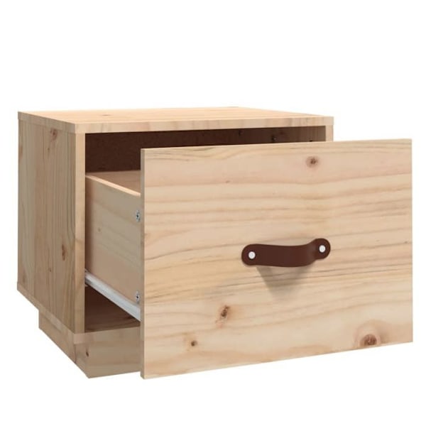 Sæt med 2 natborde med skuffe 40 x 34 x 35 cm ubehandlet fyrretræ DEC034789 kastanj