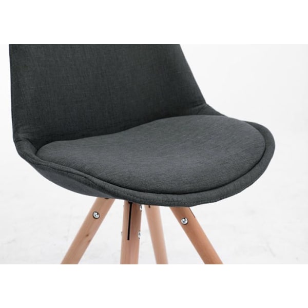 Skandinavisk design matstol i mörkgrått tyg och ljusa träben, rund form 10_0003452 kastanj