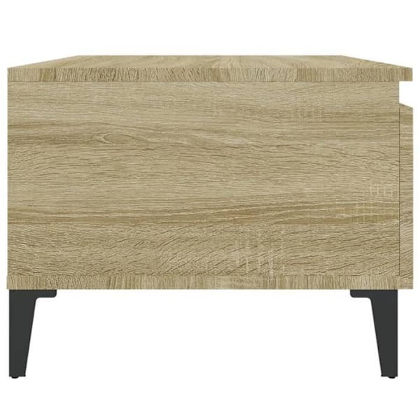 Sæt med 2 sideborde med skuffe 50 x 46 x 35 cm i ingeniørtræ farve eg DEC032631 kastanj