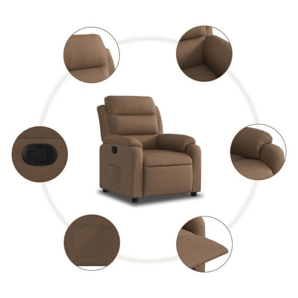 TV lazy chair med komfortabel polstring og manuel vippefunktion i brunt stof DEC028039 kastanj