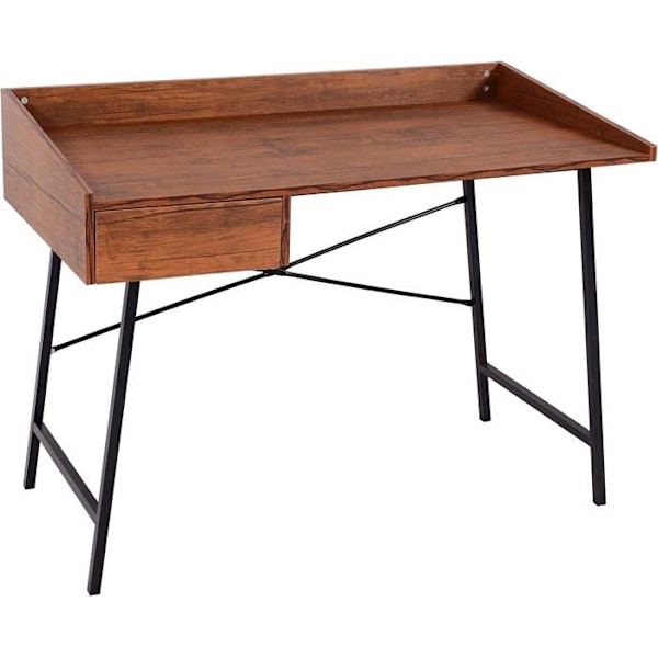 Kontor skrivebord med opbevaringsskuffe 98 ved 114 ved 60 MDF brun