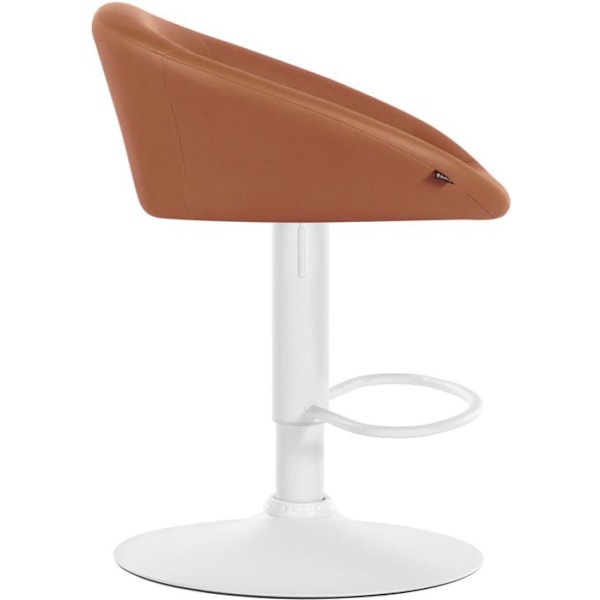 Swarvbarstol med 360° vridbar sits, justerbar höjd i brunt PVC, vit metallfot, 10_0004772 Vit