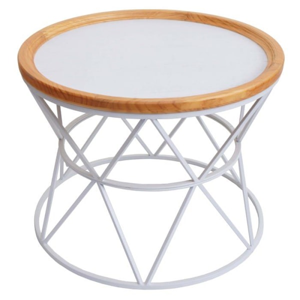 Bordpladebordsbord, metal- og trækonstruktion, diameter 66 cm, hvid 04_0008470 Vit