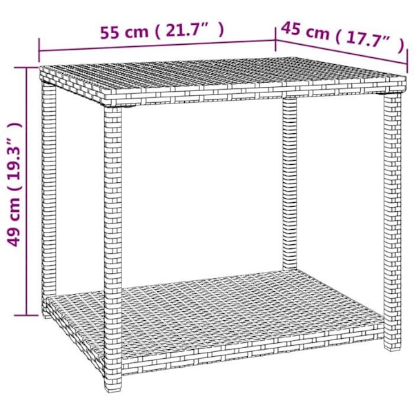 Avlastningsbord för inomhus eller utomhus 55 x 45 x 49 cm flätad resin brun DEC032469 kastanj