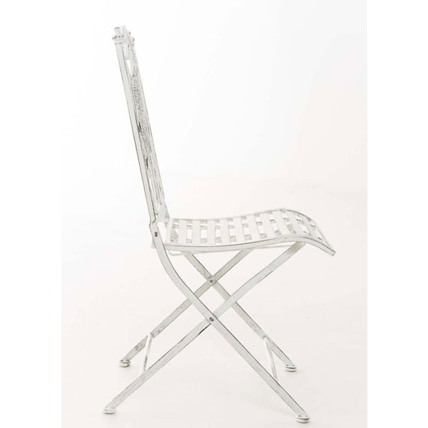 Bænk til have balkon terrasse design rustik sammenklappelig i hvidmetallisk slidte 10_0003033 Vit