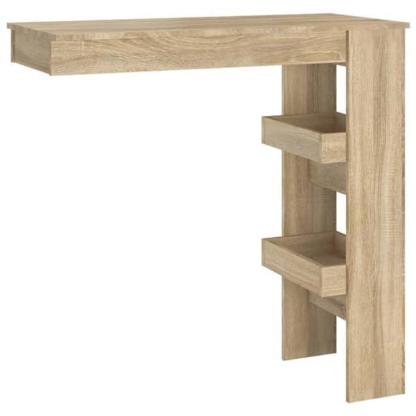 Væghængt barbord med reoler 102 x 45 x 103,5 cm, ingeniertræ i egetræ farve DEC036231 kastanj