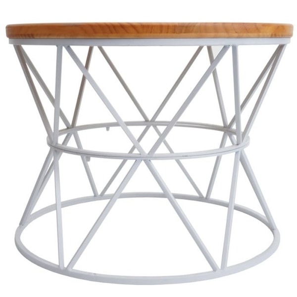 Bordpladebordsbord, metal- og trækonstruktion, diameter 66 cm, hvid 04_0008470 Vit