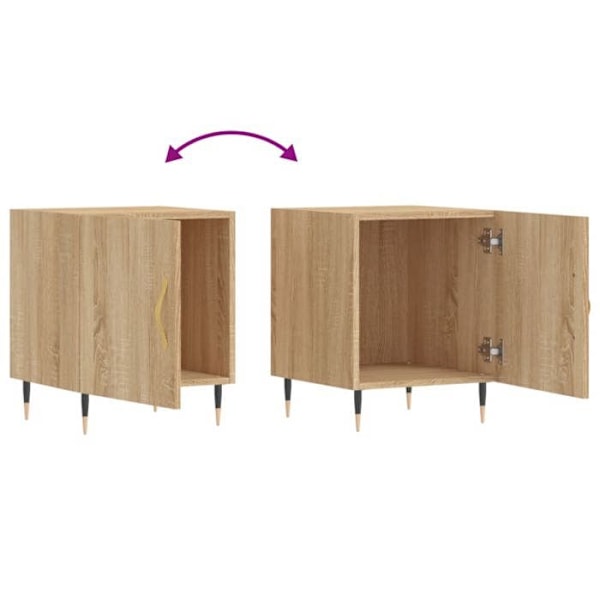 Paket med 2 sängbord med fack med dörr 40 x 40 x 50 cm ingenjörsträ färg ek DEC035269 kastanj