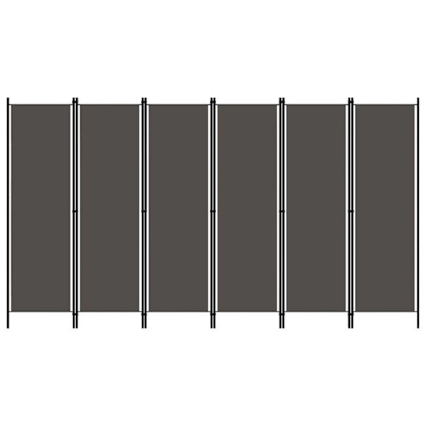 Kuuden paneelin huoneen jakava paraventti, koko 300 x 180 cm, antrasiitti kangasta ja metallia DEC031035 Metall