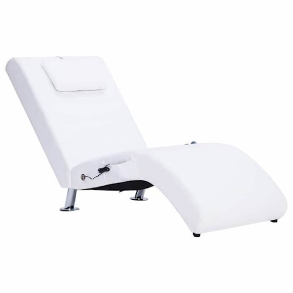 Meridienne chaise longue sisätiloihin, hierontatoiminnolla, PVC-valkoisella tyynyllä DEC026130 Vit