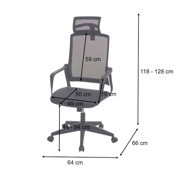 Ergonomisk kontorsstol med svängbart sits, armstöd och ryggstöd i blågrå mesh 04_0001879 Blå