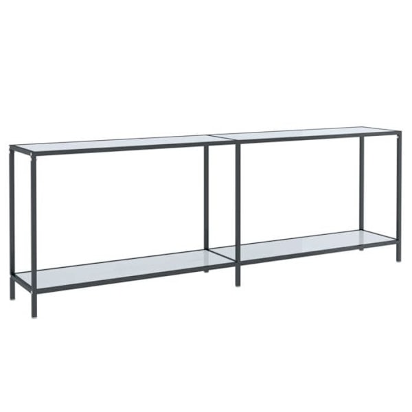 Konsolbord til entre, stuebord 220 x 35 x 75,5 cm, hærdet glas med marmorlook i hvid og stål DEC031706 Vit