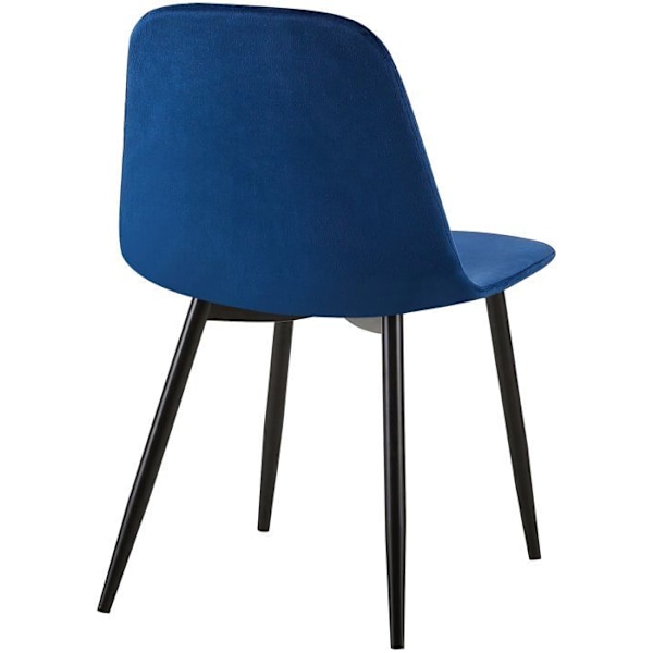 Spisestuestol x1 med dekorative diamant-syninger, blå velour-sæde, mat sort metalben 10_0002244 Blå