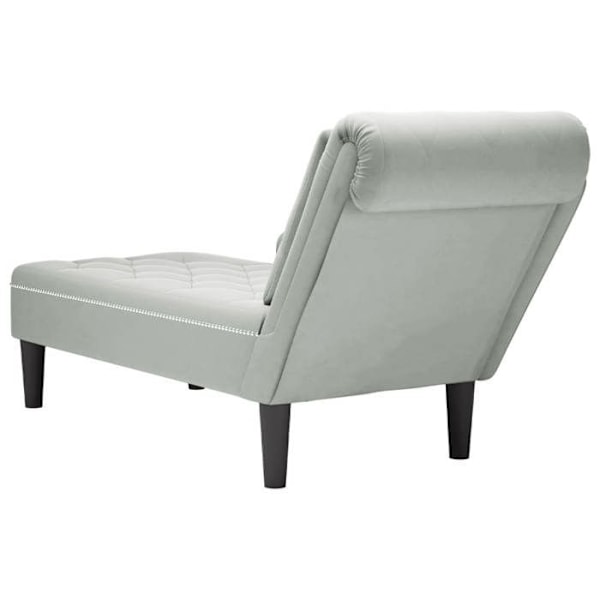 Meridienne chaise longue sohva sisätiloihin, tyyny ja oikea käsinoja harmaata samettia DEC026265 Grå