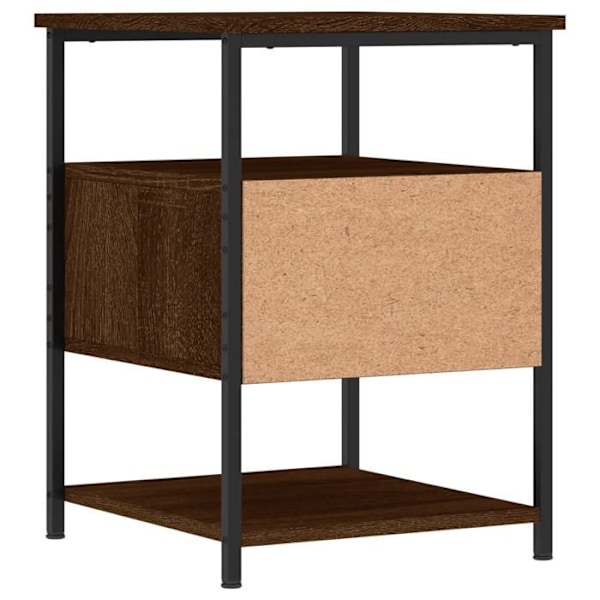 Sæt af 2 sengeborde med skuffe og hylde 40 x 42 x 56cm ingeniørtræ brun og jern DEC035860 kastanj