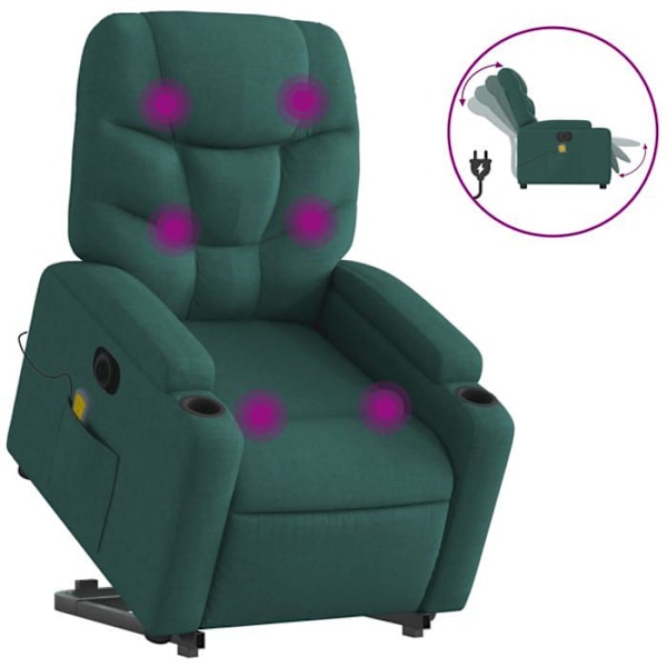Relaxationsstol med massagefunktion og justerbar i mørkegrøn stof DEC027875 Grön
