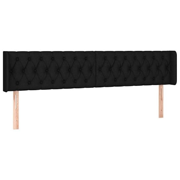 Hovedgærde til seng til soveværelse møbel med polstring og sidelæbe 203 x 16 x 78/88 sort stof