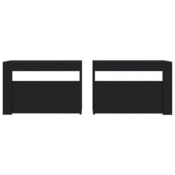 Sæt med 2 LED natborde med skab med dør 60 x 35 x 40 cm sort ingeniørtræ DEC034841 kastanj