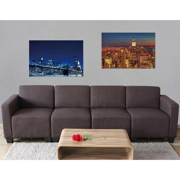 Sæt med 2 LED lærreder, lysende vægmaleri 40x60 cm med timer, Skyline New York 04_0000456 Guld