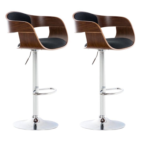 Pakke med 2 design barstole i skandinavisk stil i sort stof med struktur i valnøddefarvet træ 10_0004248 kastanj