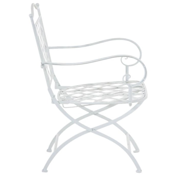 Sæt med 2 havestole med armlæn, rustik design i hvid metal 10_0002856 Vit
