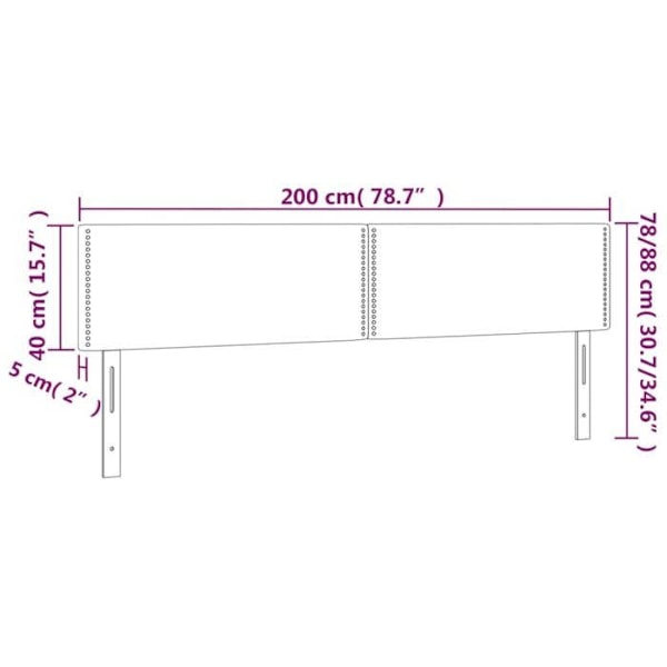 Hovedgærde til soveværelse med LED-møbel 200 x 5 x 78/88 cm syntetisk hvid TDL0201933 Vit
