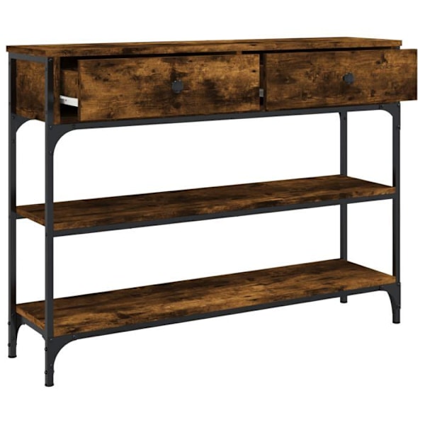 Elegant design konsolbord til entreen med skuffer og hylde 100 x 25 x 75 cm brunt ingeniørtræ og metal DEC031753 kastanj