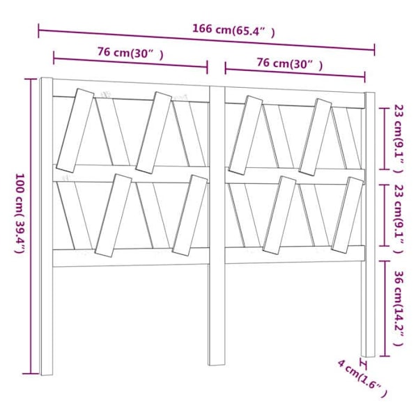 Hovedgærde til soveværelse møbel 166 x 4 x 100 cm sorte fyrretræ TDL0202207