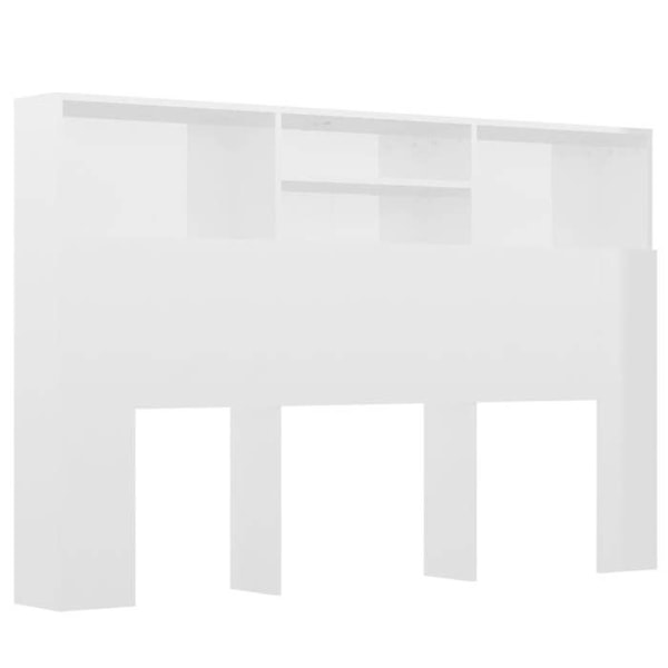 Sengegavl med opbevaring, sengebord, hylde 160 x 19 x 103,5 MDF hvid højglans