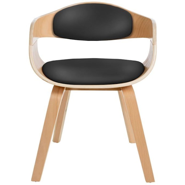 Designermiddagsstol i skandinavisk stil i sort PVC med lys træstruktur 10_0001911 kastanj