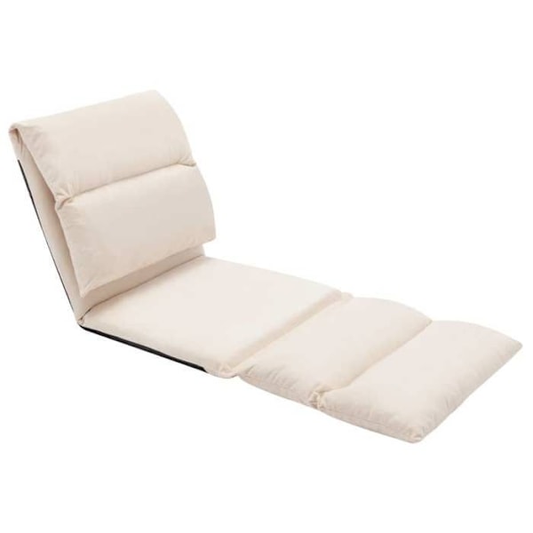 Fällbar golvstol justerbar sängstol i mikrofiber kräm DEC026231 Grädde