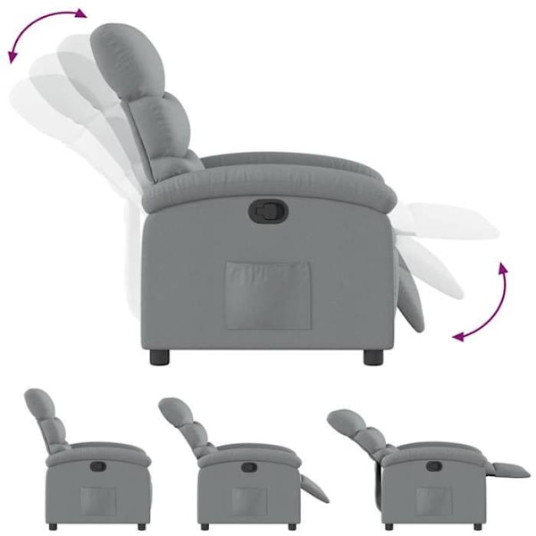 Fauteuil relax TV med komfortabel polstring, manuel vippefunktion i lysegråt stof DEC027893 Grå