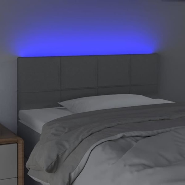Hovedgærde til seng med LED-Møbel, 80 x 5 x 78/88, lys grå stof Ljusgrått