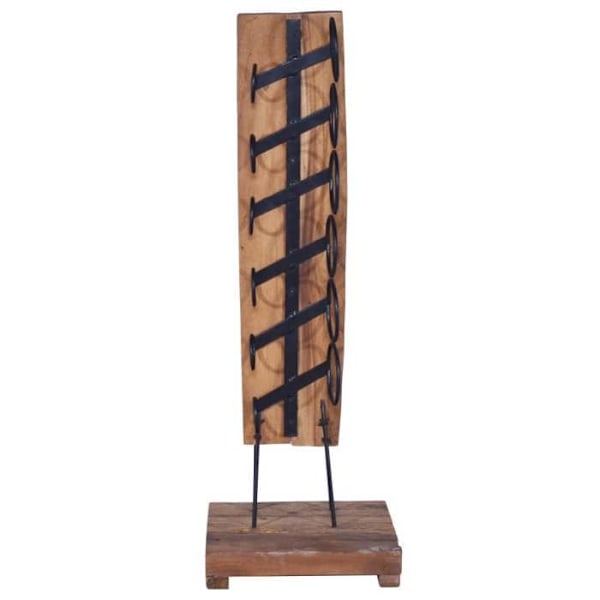 Casier til vinflasker, opbevaringshylde til 6 flasker 35 x 35 x 100 cm, massiv teaktræ brun DEC024335 Flerfärgad
