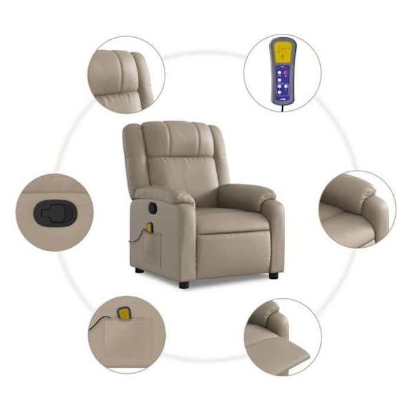Relaxationsfåtölj för TV med massagefunktion, justerbar, 6 massagepunkter i PVC cappuccino DEC026874 Flerfärgad