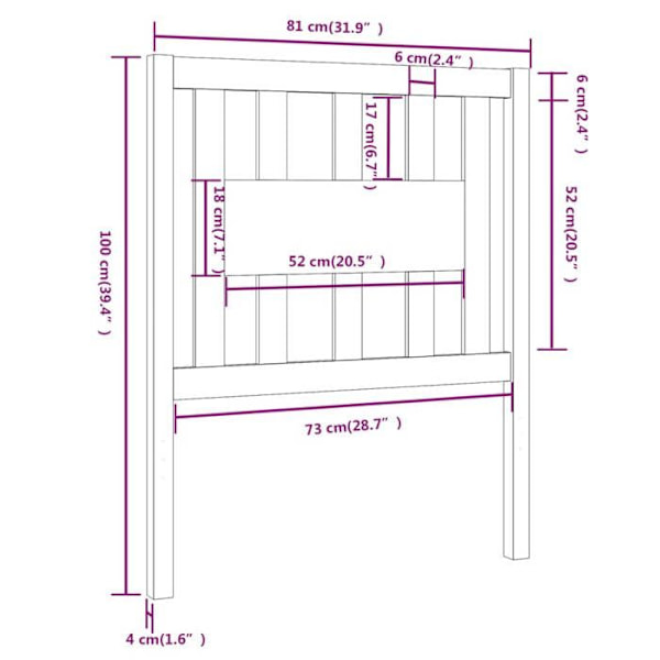 Sengetæppe til seng til soveværelse møbel 81 x 4 x 100 cm sort fyrretræ TDL0202091