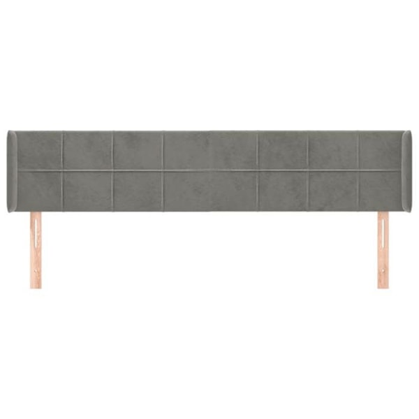 Hovedgærde til seng, soveværelse, møbel med sidekant 183 x 16 x 78/88 lysgrå velour.