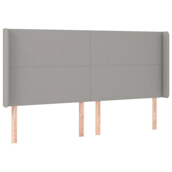 Huvudgavel sängtillbehör sovrum möbel med sidokant 203 x 16 x 118/128 ljusgrå tyg