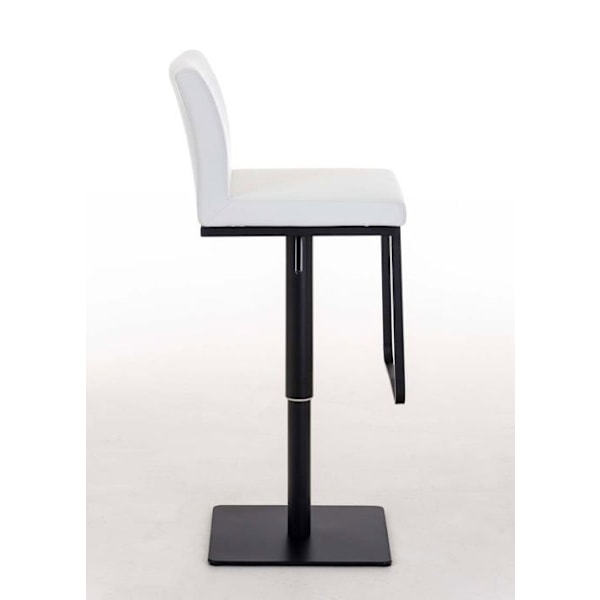Barstol x1 med fotstöd, fyrkantig basplatta i svart metall, sits i vit PVC 10_0005301 Vit