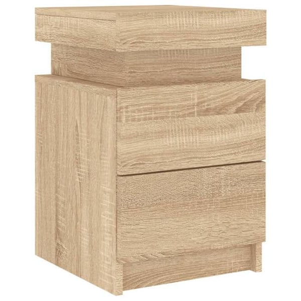 Natteskab med LED-lys og skuffer 35 x 39 x 55 cm i ingenieurtræ, farve eg DEC033184 kastanj