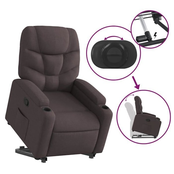 Fauteuil relax TV med komfortabel polstring og elektrisk løftefunktion i mørkebrunt stof DEC028011 kastanj