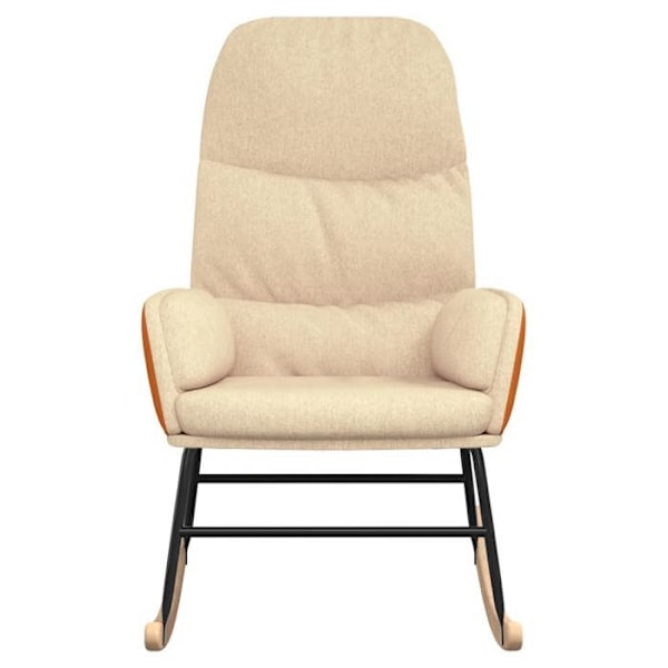Relaxfåtölj med gungfunktion för vardagsrum i cremefärgad tyg och orange PVC DEC028888 Grädde