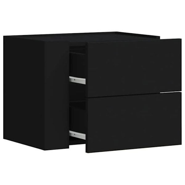 Sæt med 2 væghængte natborde med skuffer 45 x 30 x 35 cm i sort ingeniørtræ DEC036099 kastanj