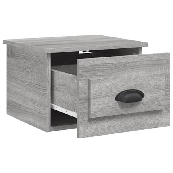 Set med 2 väggmonterade sängbord med låda 41,5 x 36 x 28 cm grå ingenjörsträ DEC036111 kastanj