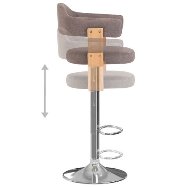 Sæt med 2 barstole retro design i bukket træ, taupe stof og jern DEC029874 kastanj